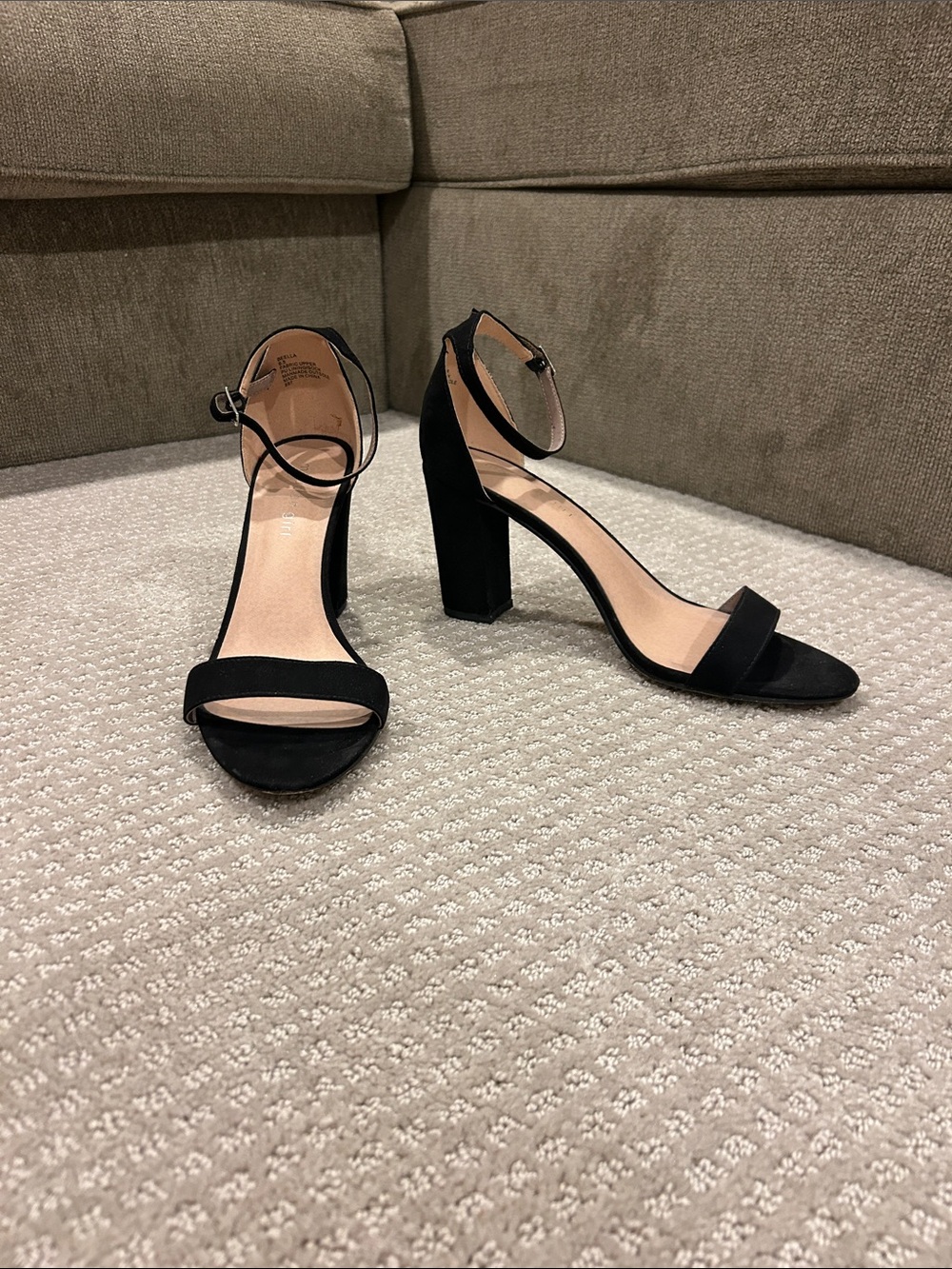 Classic Black Ankle Strap Block Heels